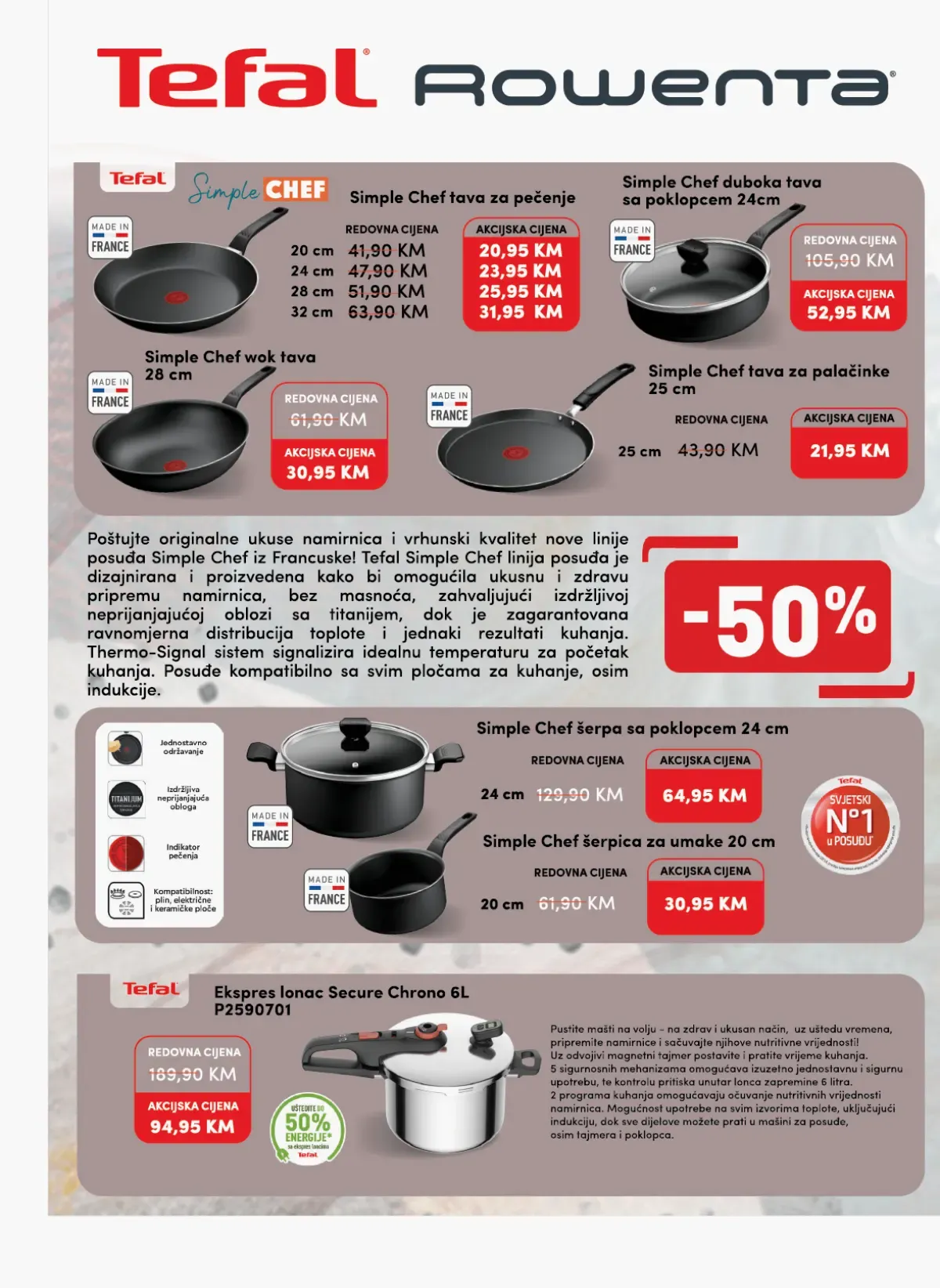 Konzum i Mercator Tefal posuđe – tave i šerpe uz popuste do 50 posto