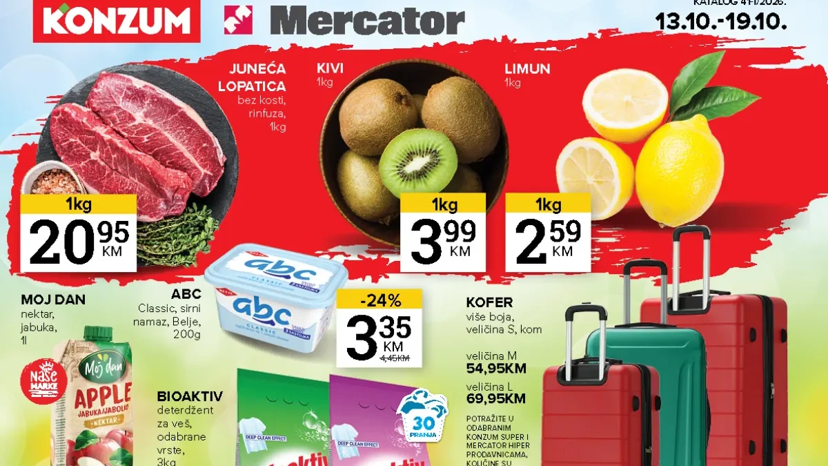 Konzum i Mercator katalog od 13. do 19.10.2026. – popusti do 50% na odabrane proizvode