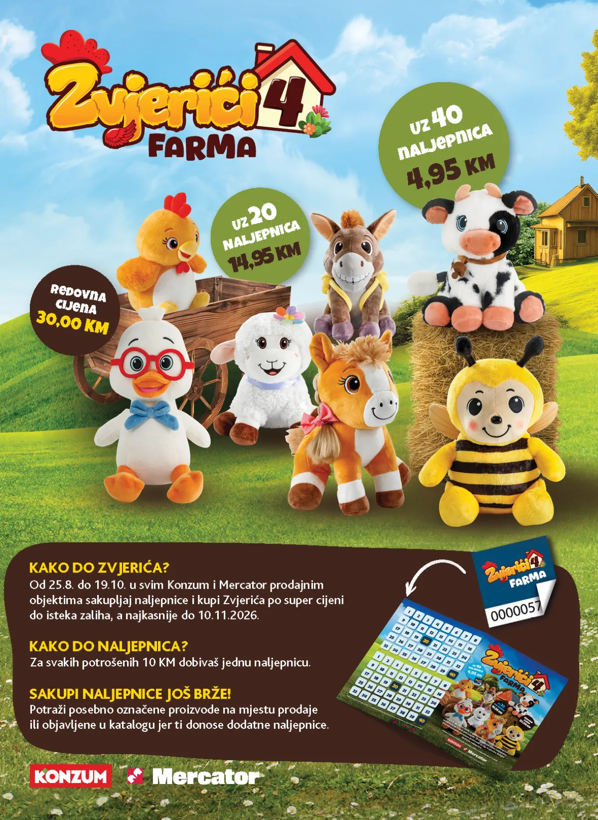 Zvj erići 4 Farma – plišane igračke uz prikupljene naljepnice i pravila programa