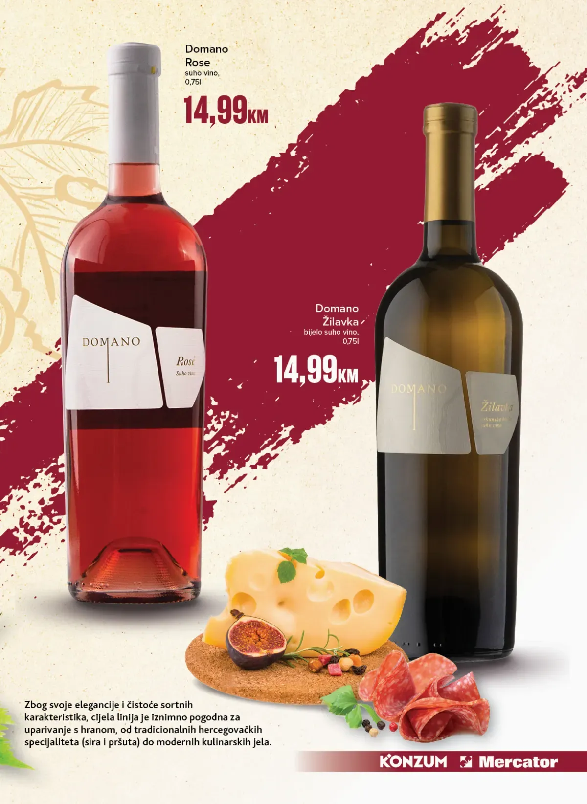 Domano Rosé i Žilavka u Konzum i Mercator katalogu