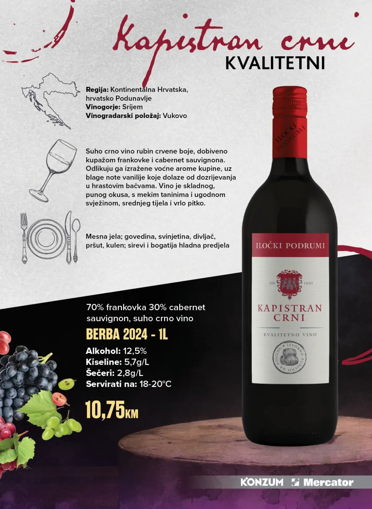 Iločki podrumi Kapistran crni 1 l