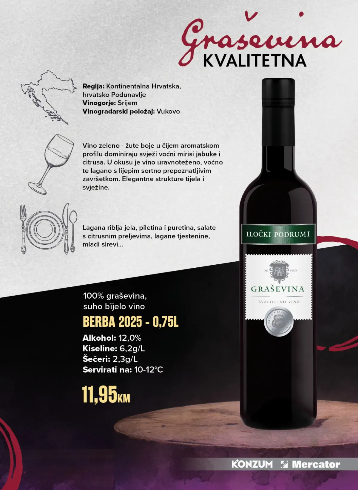 Iločki podrumi Graševina kvalitetna 0,75 l