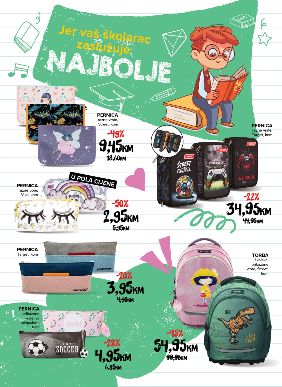 Konzum i Mercator školski katalog – Vuki i Street pernice te školske torbe uz popuste do 50%
