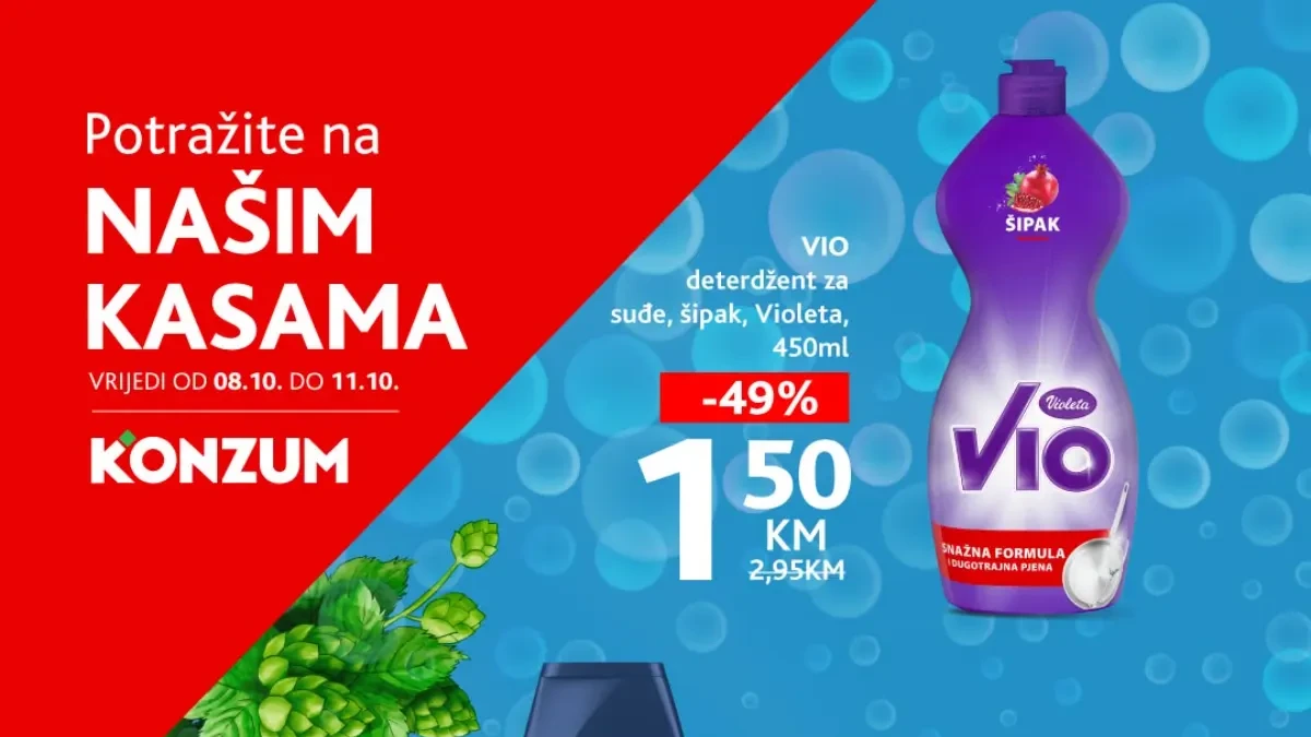 Konzum i Mercator ponuda na kasama 08–11.10.2026. – popusti do 49%