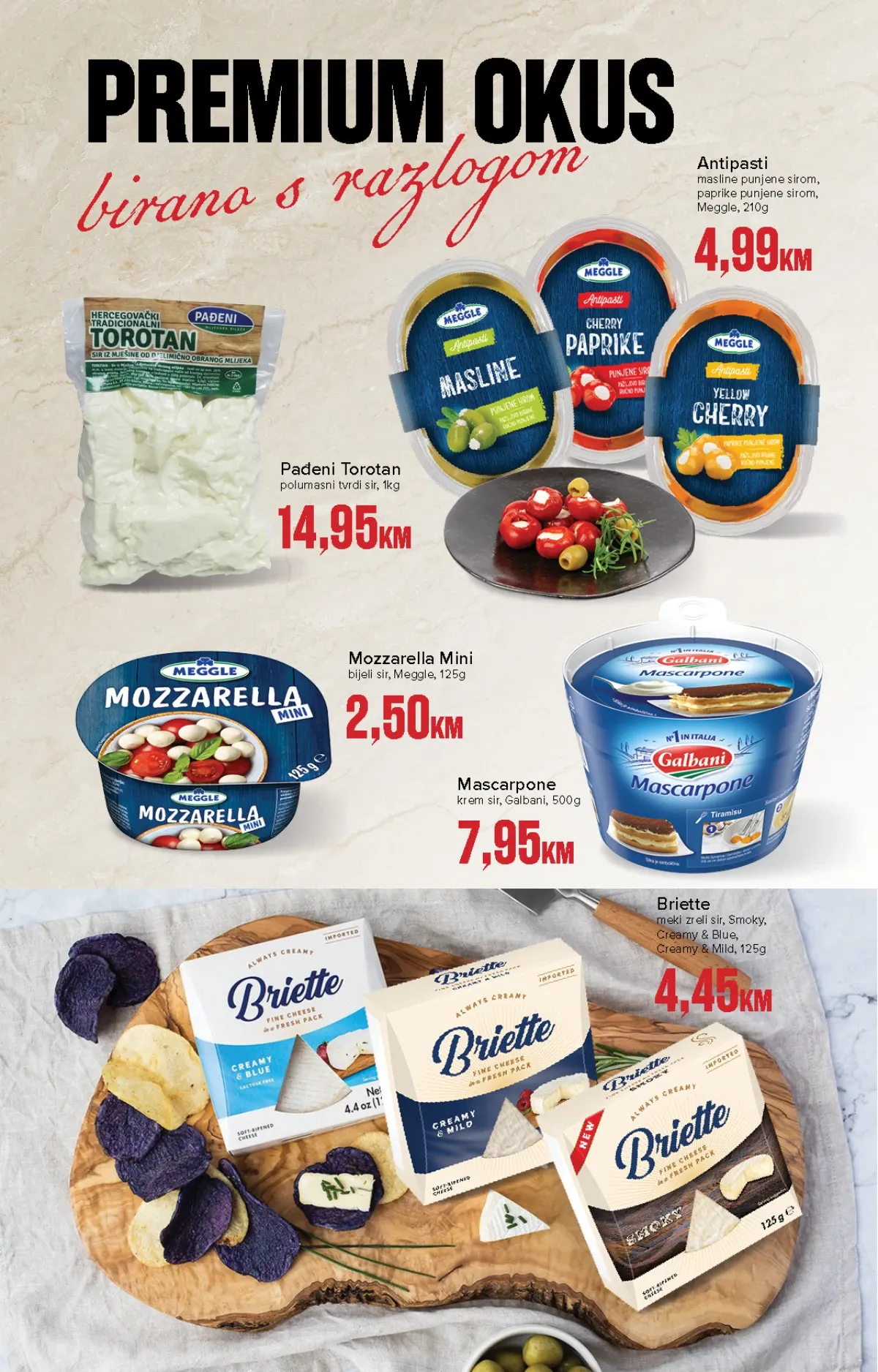 Meggle Mozzarella Mini, Briette, Mascarpone i drugi sirevi na akciji