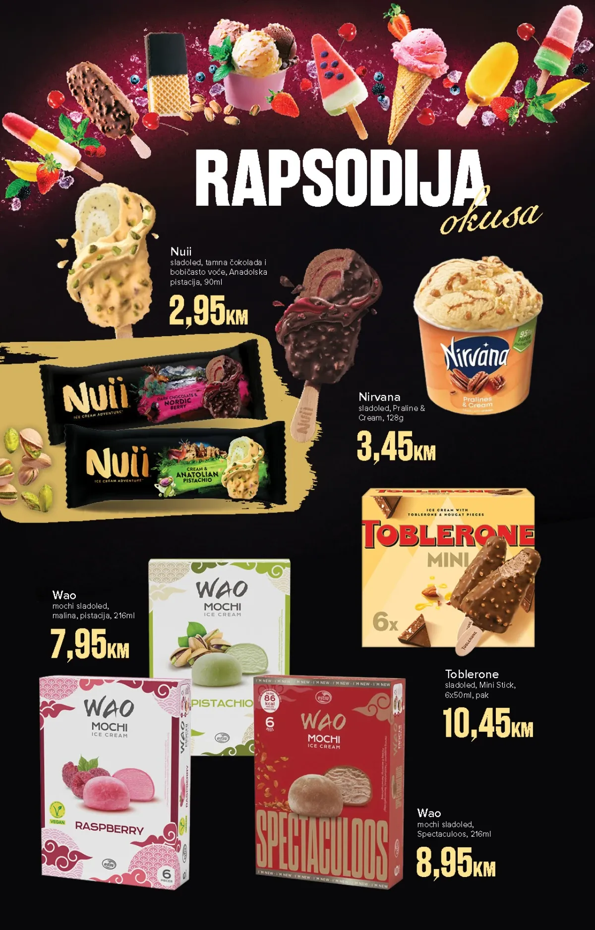 Nuii, Nirvana, Wao Mochi i Toblerone sladoledi po akcijskim cijenama