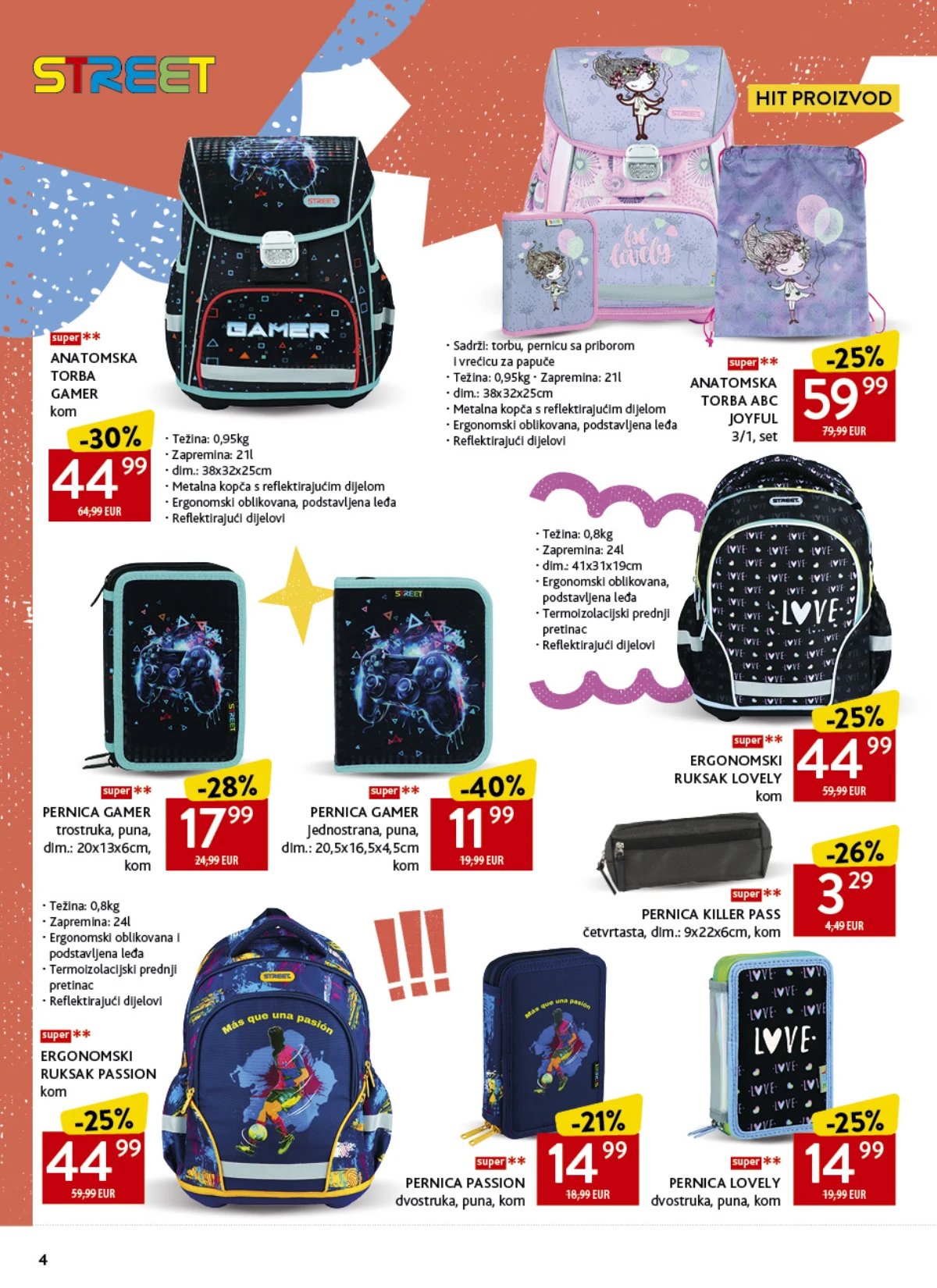 Konzum školski katalog strana 4 – Street školske torbe, ruksaci i pernice
