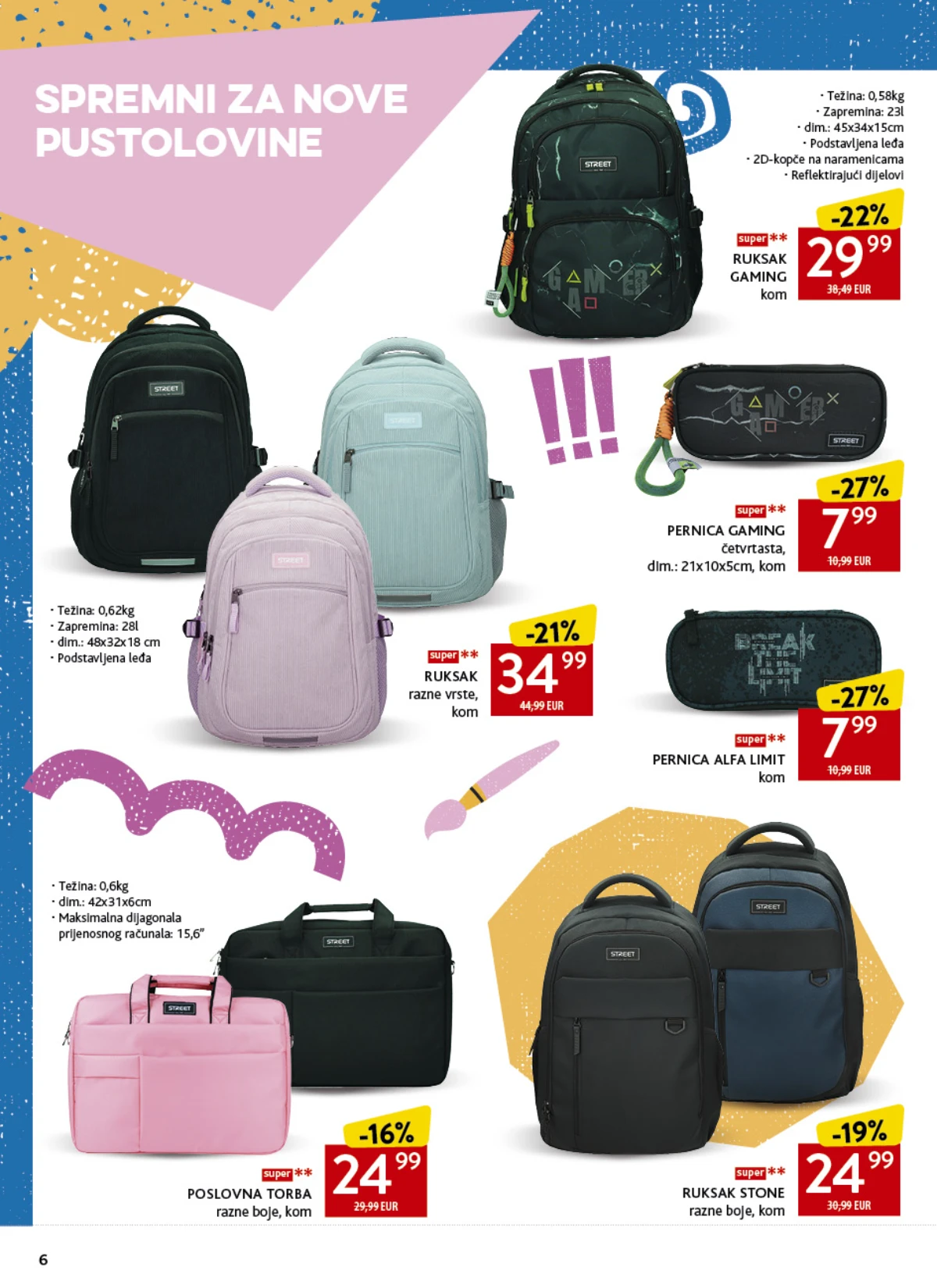 Konzum školski katalog strana 6 – Street ruksaci, gaming pernice i torbe