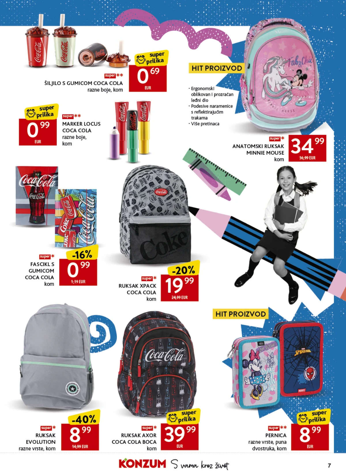 Konzum školski katalog strana 7 – Minnie Mouse, Coca-Cola i Marvel školski program