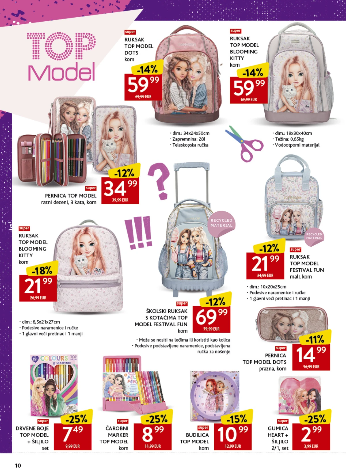 Konzum školski katalog strana 10 – Top Model ruksaci, pernice i školski pribor