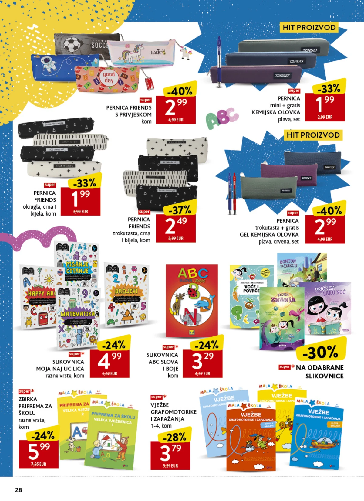Konzum školski katalog strana 28 – pernice, slikovnice i priprema za školu