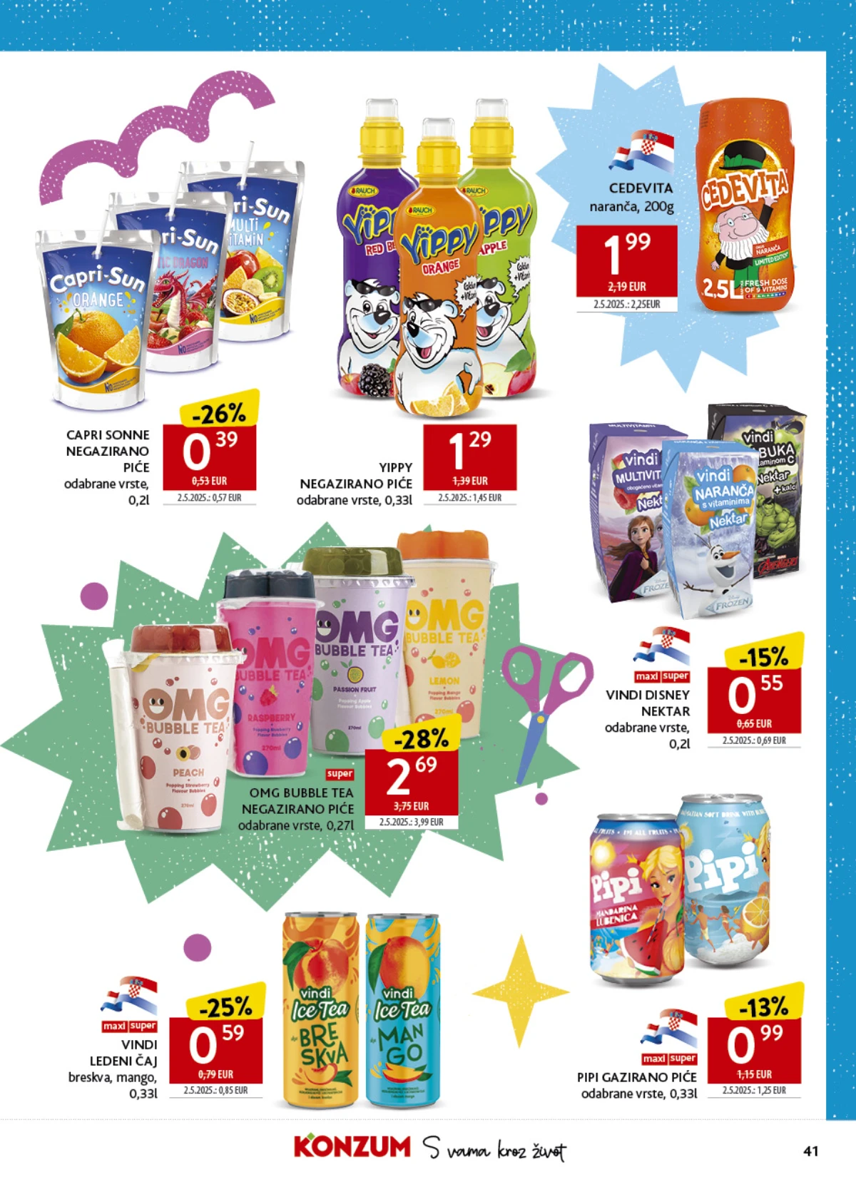 Konzum katalog strana 41 – Capri-Sun, Yippy, Cedevita, Vindi i dječji napici