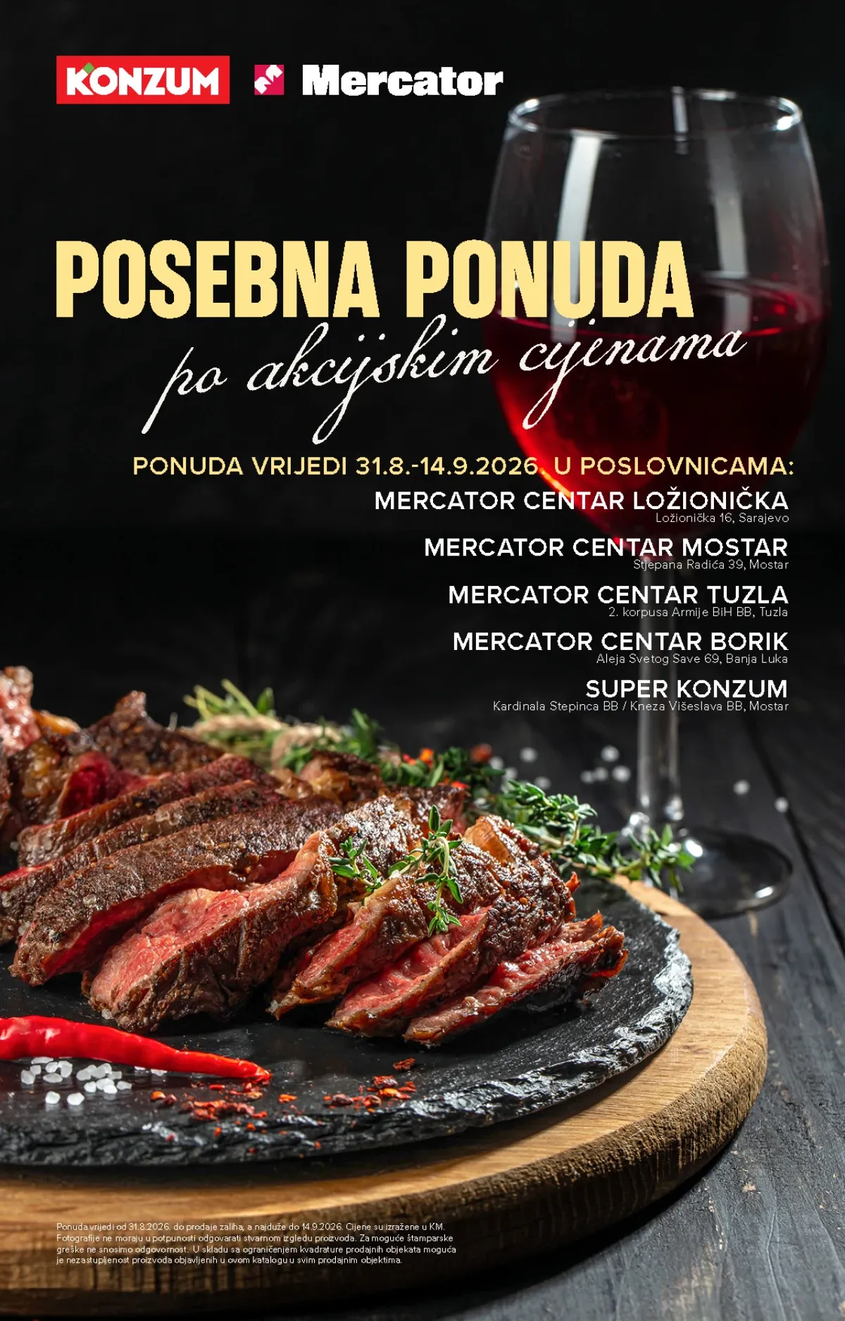 Konzum i Mercator premium ponuda od 31.08. do 14.09.2026. – odabrani proizvodi po akcijskim cijenama