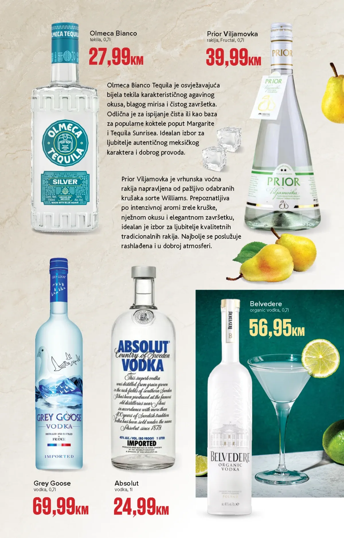 Konzum i Mercator premium katalog – Olmeca tequila, Grey Goose, Absolut i Belvedere vodka