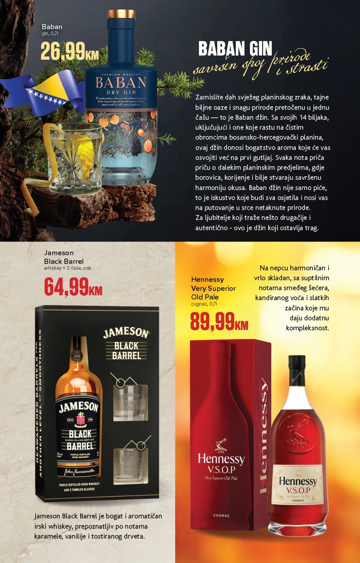 Konzum i Mercator premium katalog – Baban gin, Jameson Black Barrel i Hennessy konjak