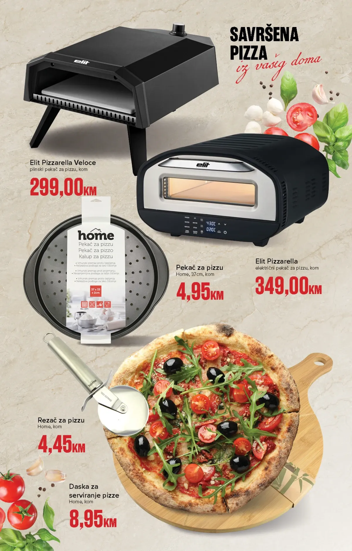 Konzum i Mercator premium katalog – električne peći, pekač, rezač i daska za pizzu