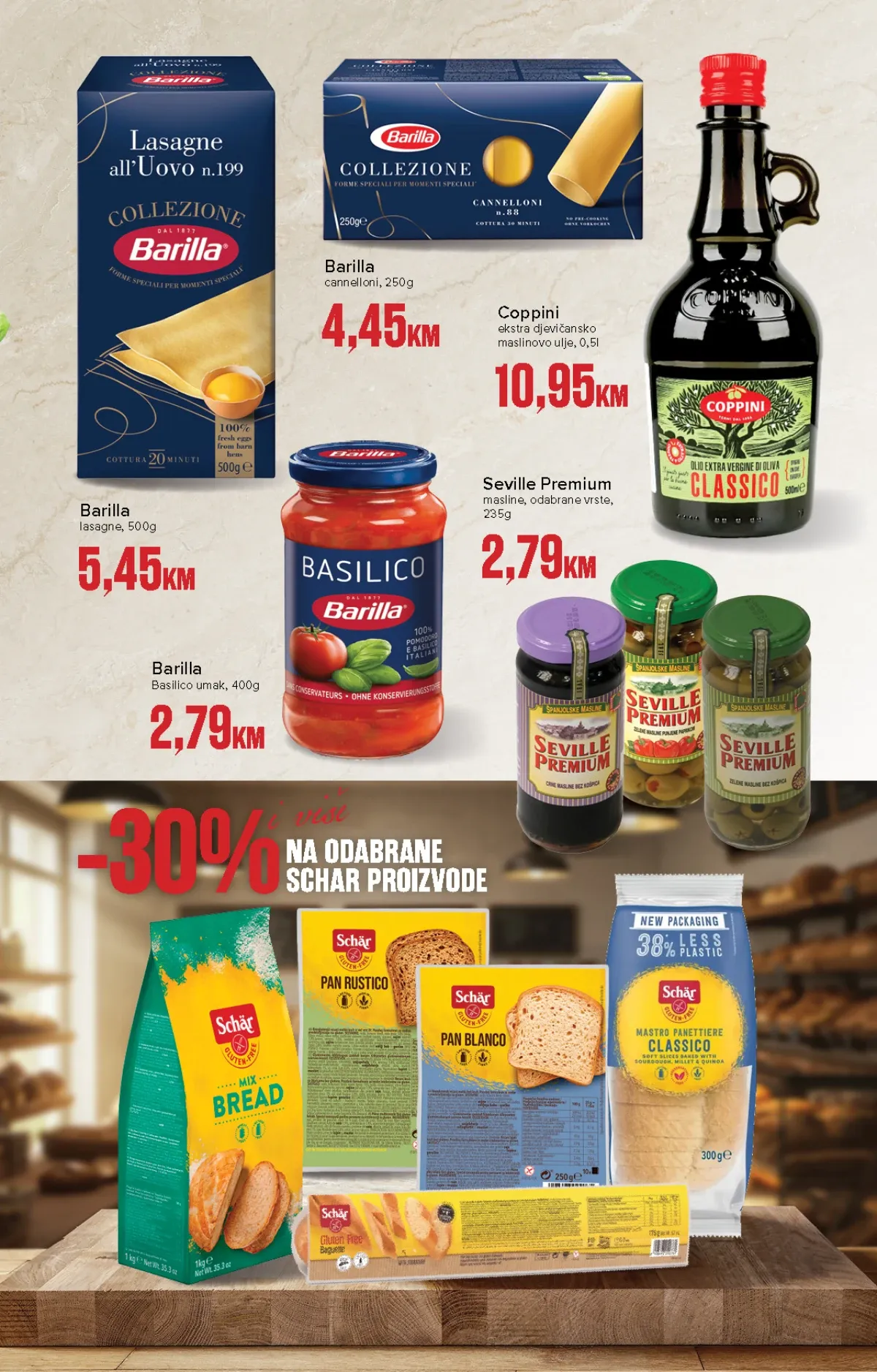 Konzum i Mercator premium katalog – Barilla tjestenina, maslinovo ulje, paradajz sos i masline