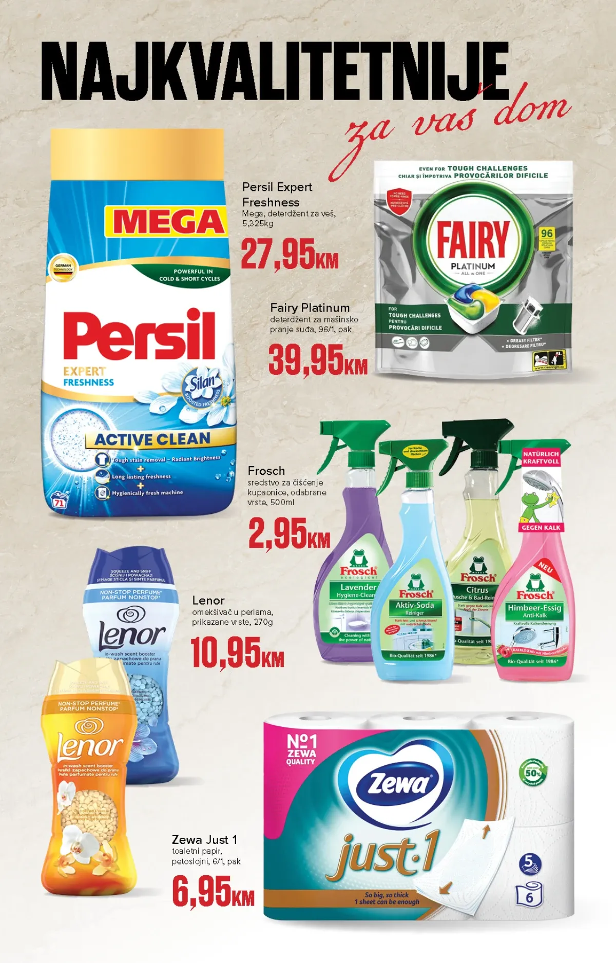 Konzum i Mercator premium katalog – Persil, Fairy, Frosch, Lenor i Zewa proizvodi