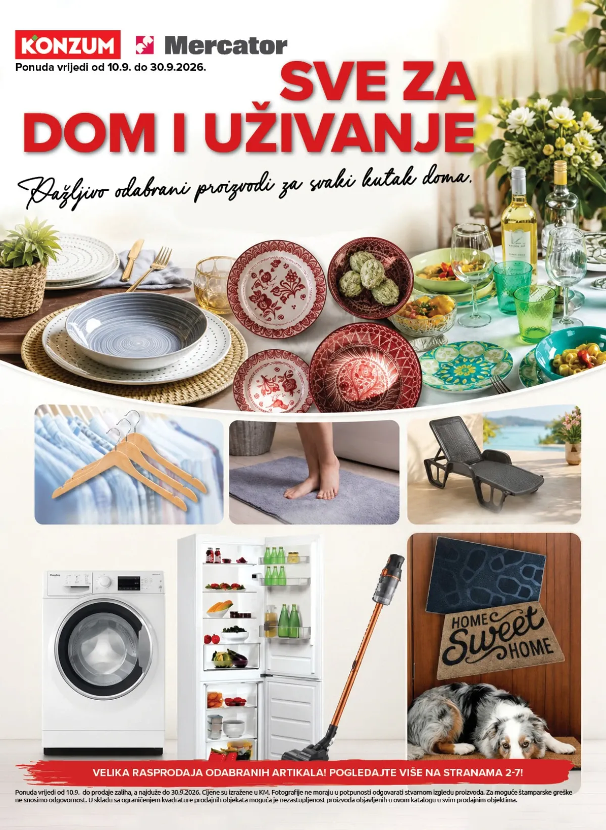 Konzum i Mercator katalog Sve za dom i uživanje od 10.09. do 30.09.2026. – velika rasprodaja namještaja, posuđa, kućanskih aparata, tekstila i proizvoda za dom