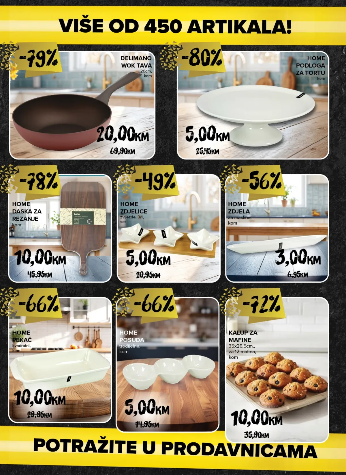 Konzum i Mercator kuhinjski proizvodi i posuđe na velikoj rasprodaji