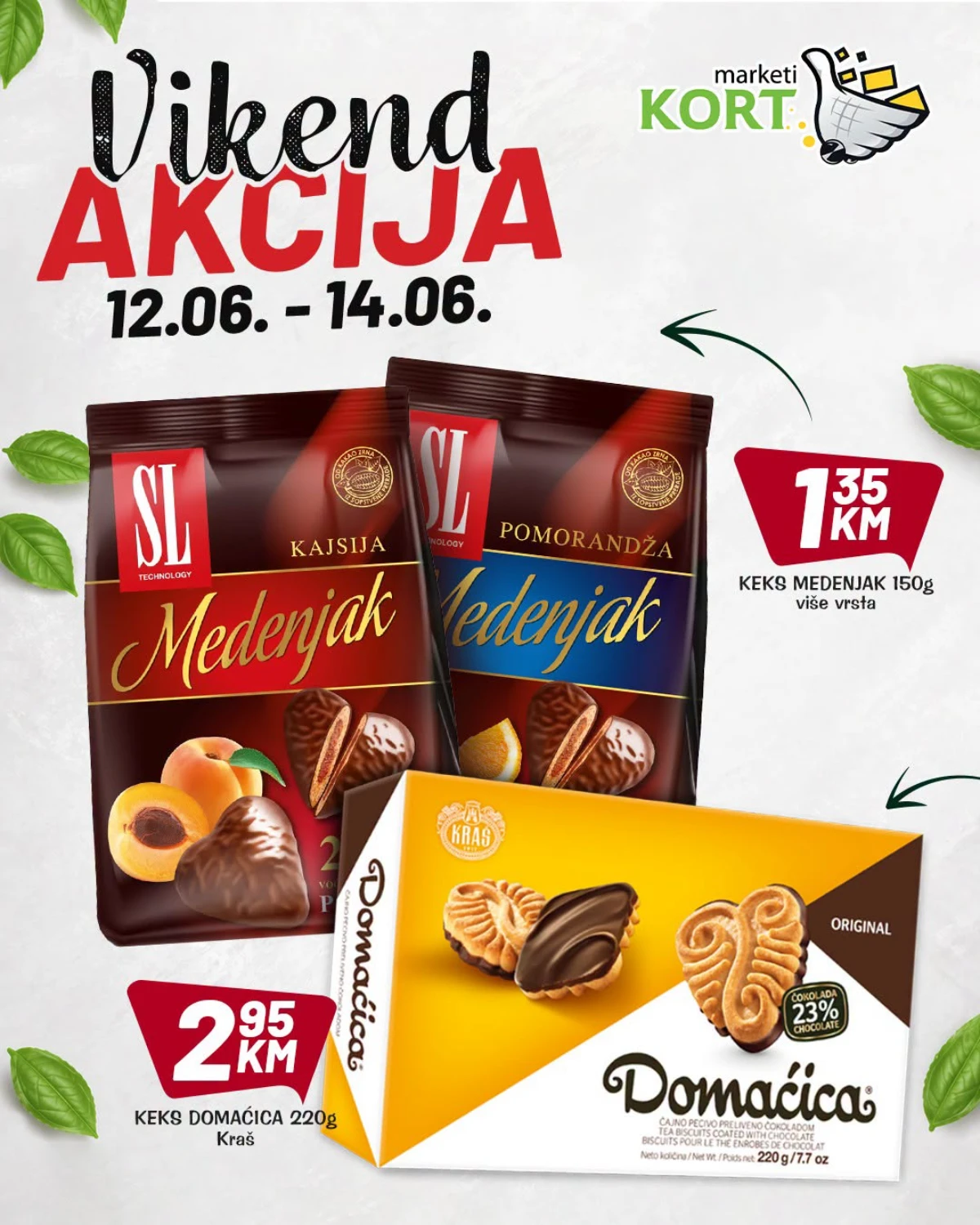 Kort Marketi vikend akcija – Domaćica keks 2,95 KM i Medenjak keks 1,35 KM