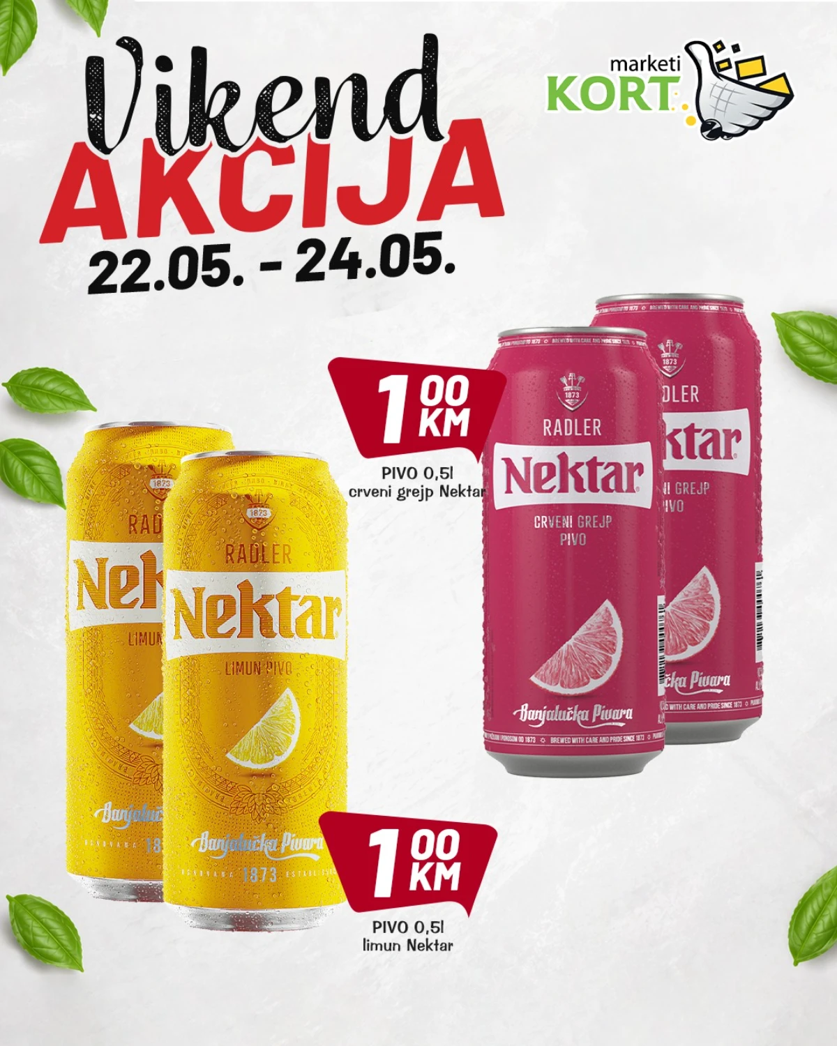 Kort vikend katalog – Nektar limun pivo i crveni grejp pivo 1 KM