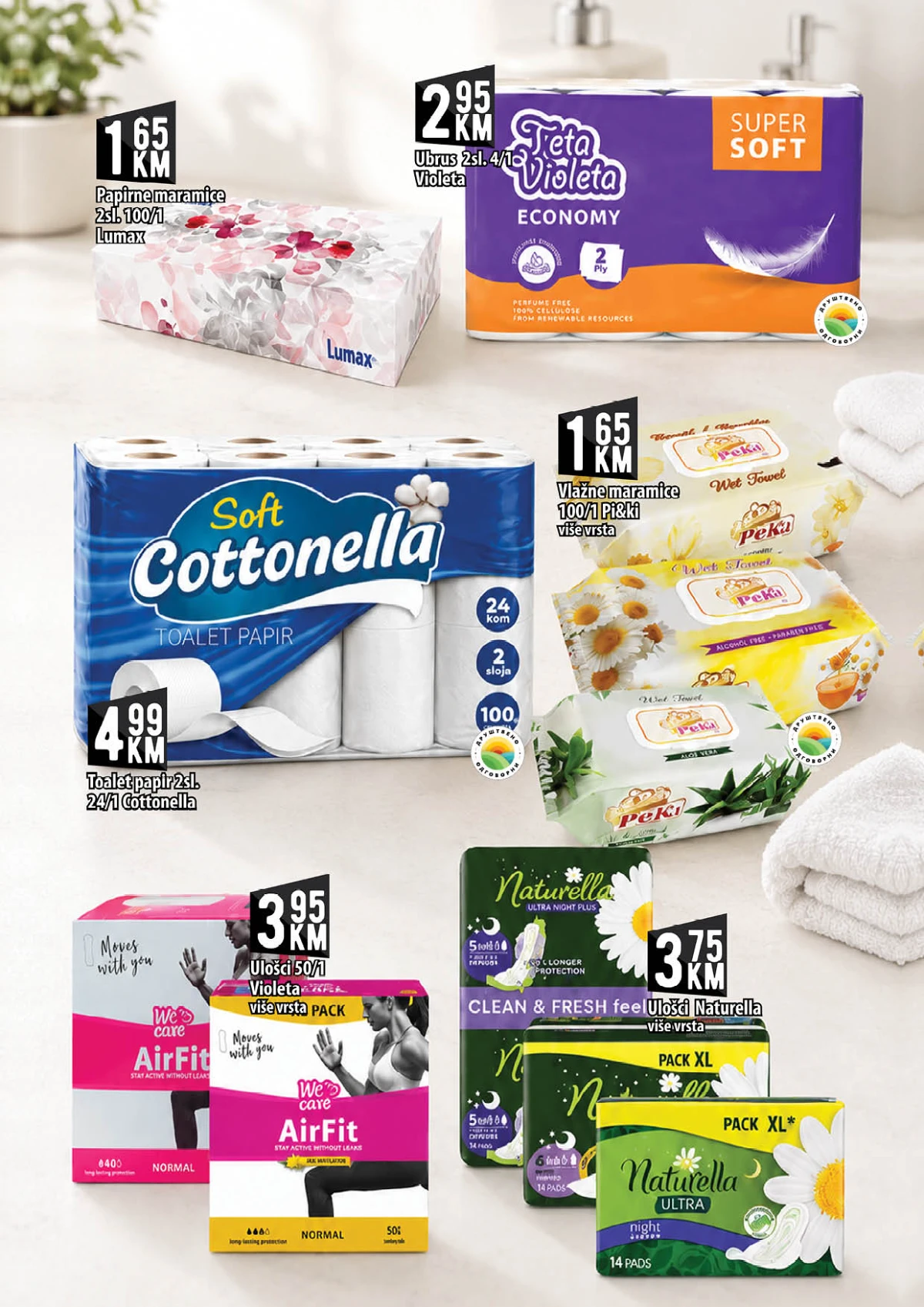 Kort akcija – Cottonella, Violeta, Naturella i Lumax proizvodi po nižim cijenama