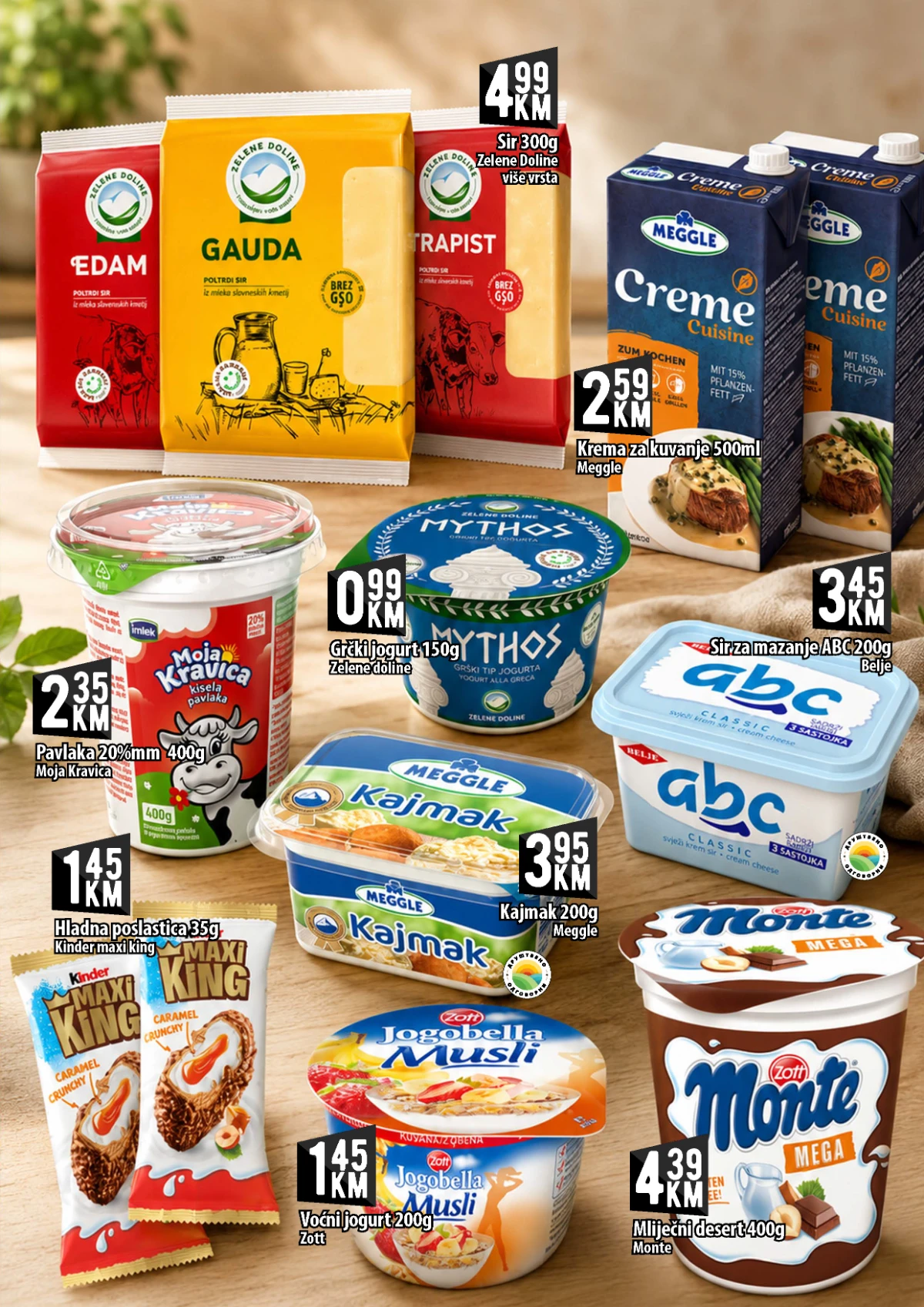 Kort Market katalog strana 5 – kajmak, ABC sir, Monte, jogurti i mliječni deserti