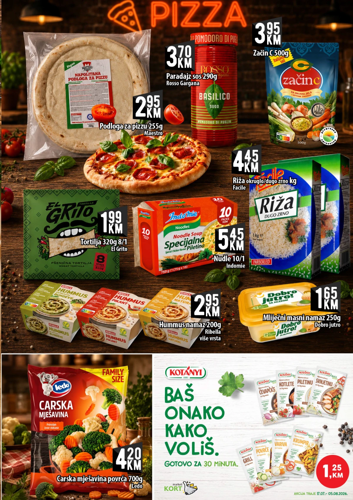 Kort Market katalog strana 7 – pizza, tortilje, riža, hummus i smrznuto povrće na akciji