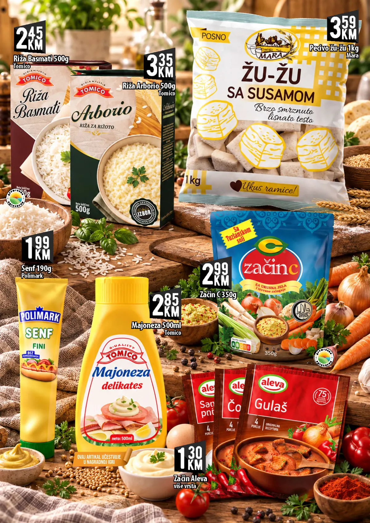 KORT katalog, stranica 8 – riža Basmati Tomico 500 g za 2,45 KM i pecivo žu-žu Mara 1 kg za 3,59 KM