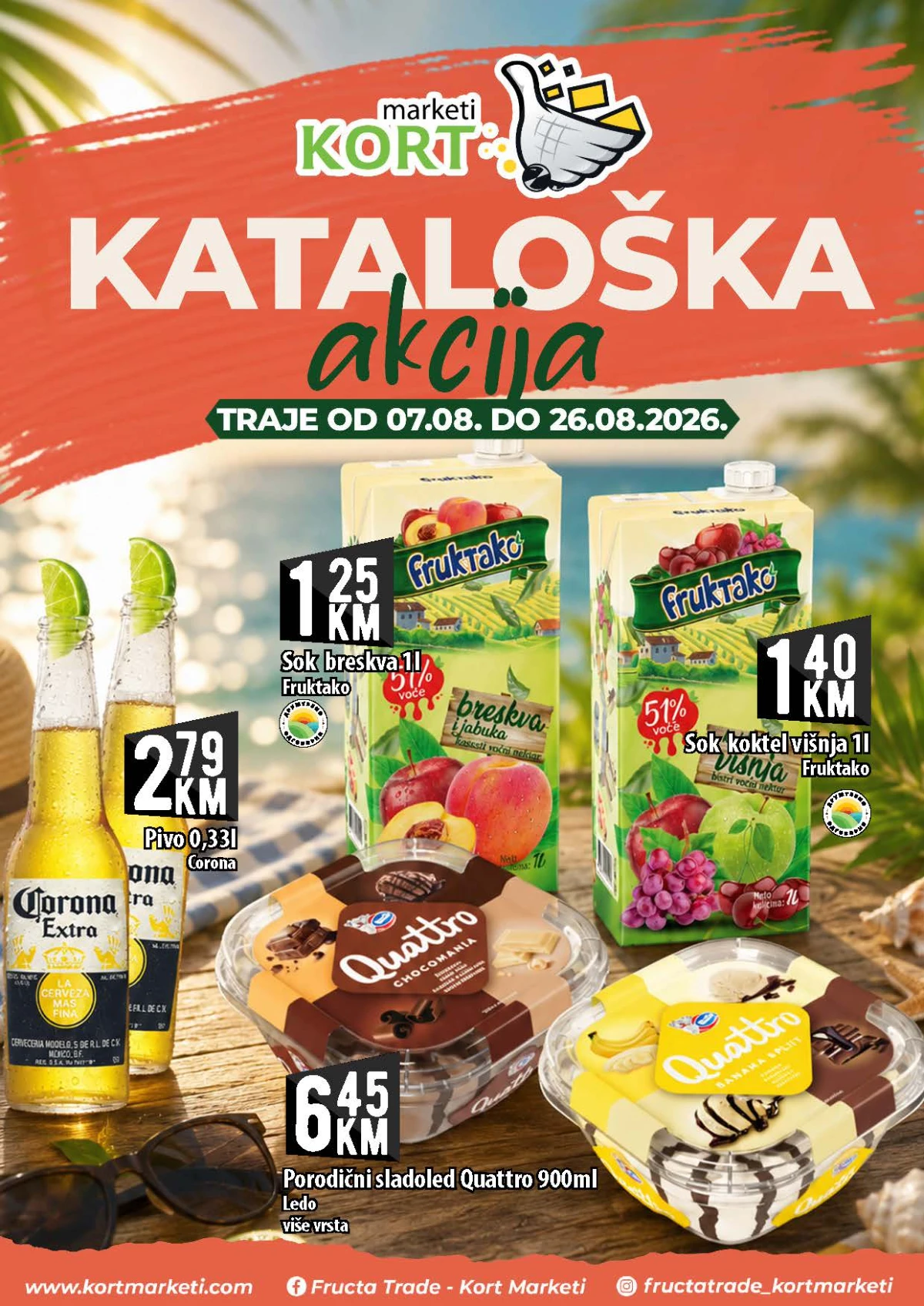 KORT katalog do 26.08.2026. – velika kataloška akcija na prehranu, piće, sladolede i proizvode za domaćinstvo