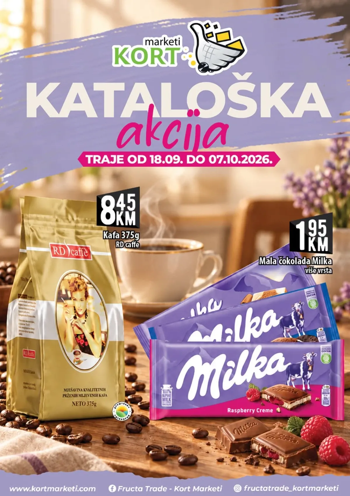 KORT kataloška akcija od 18.09. do 07.10.2026. – kafa RD café i Milka čokolade po akcijskim cijenama