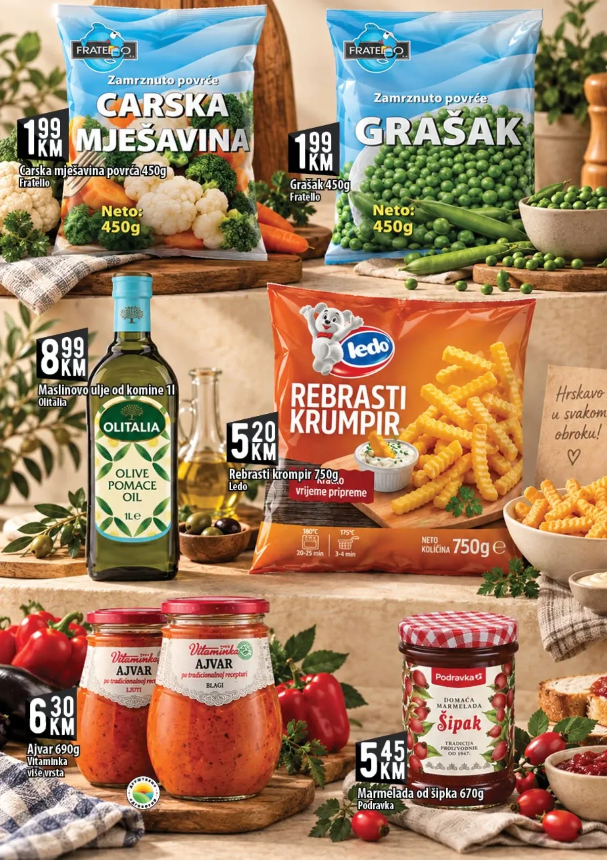 KORT katalog – zamrznuto povrće, grašak, krompir, maslinovo ulje i ajvar