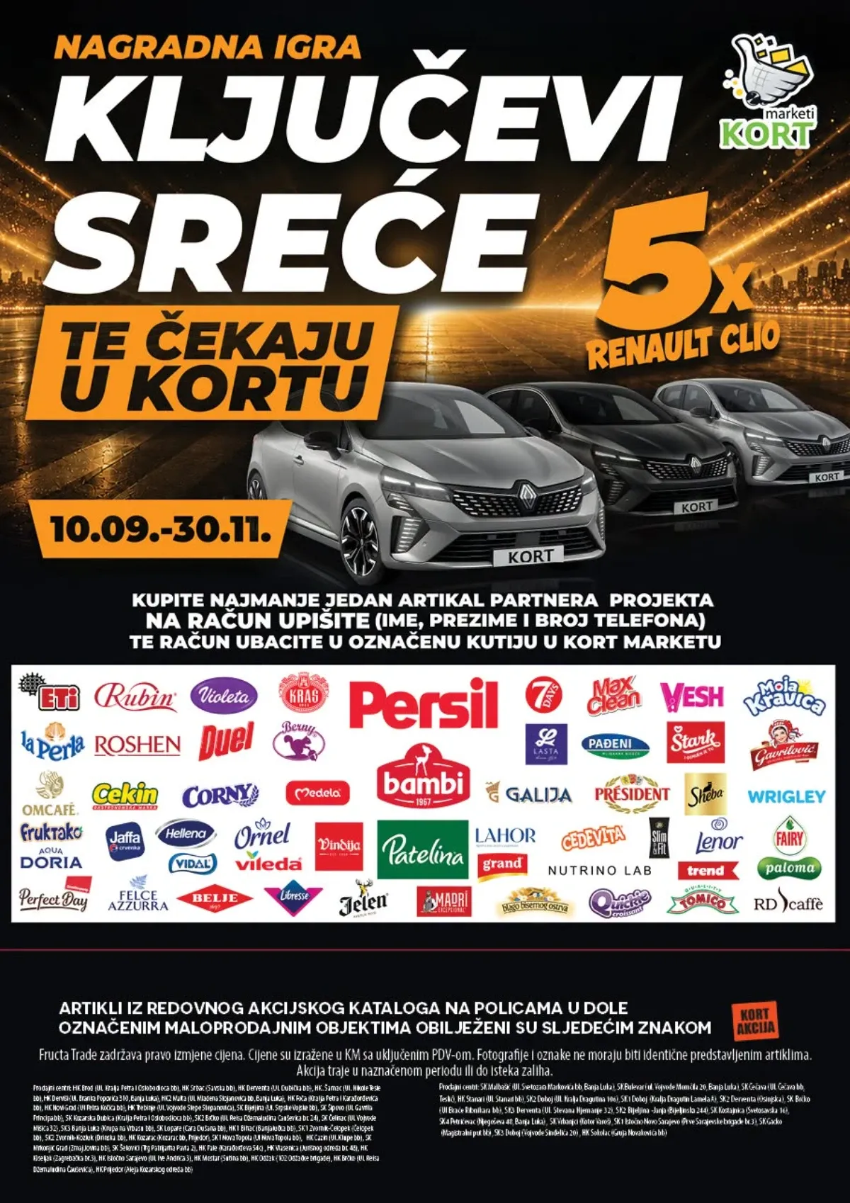 KORT nagradna igra Ključevi sreće – mogućnost osvajanja pet Renault Clio automobila