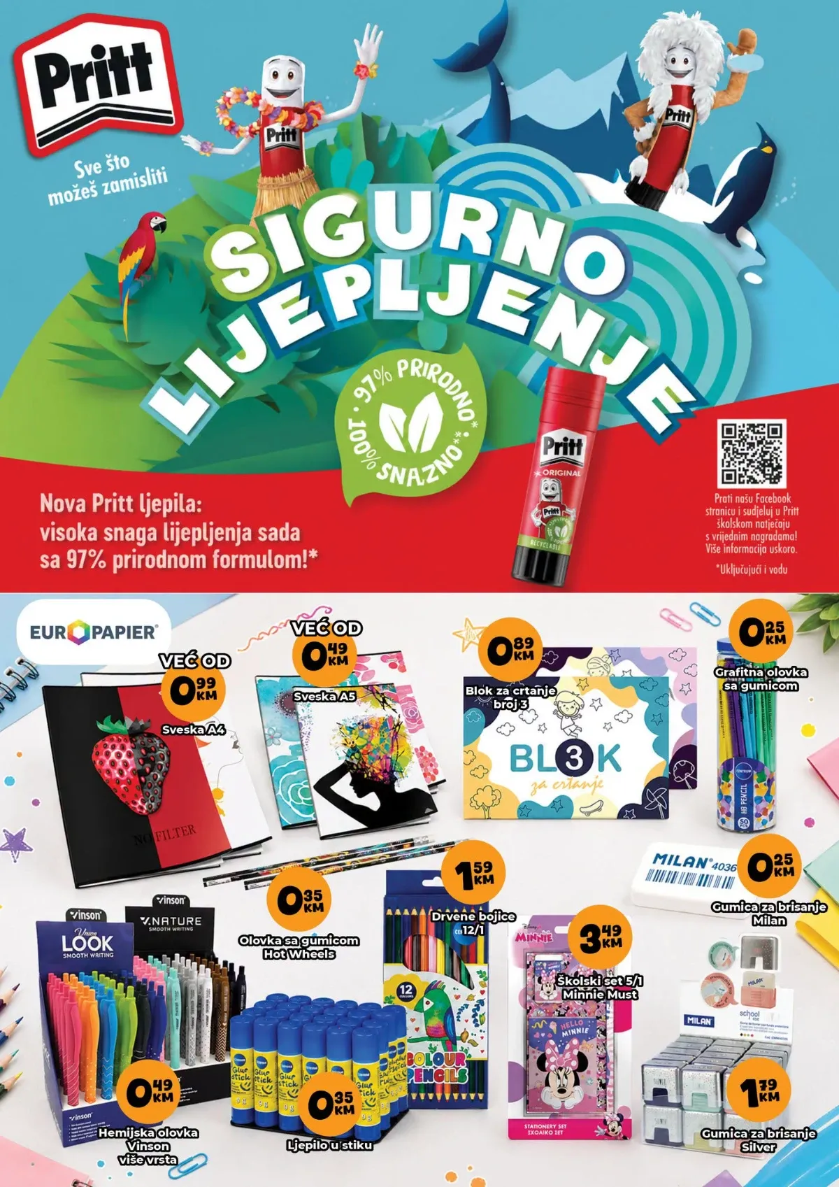KORT školski katalog – Pritt ljepilo, sveske, bojice, olovke i školski setovi