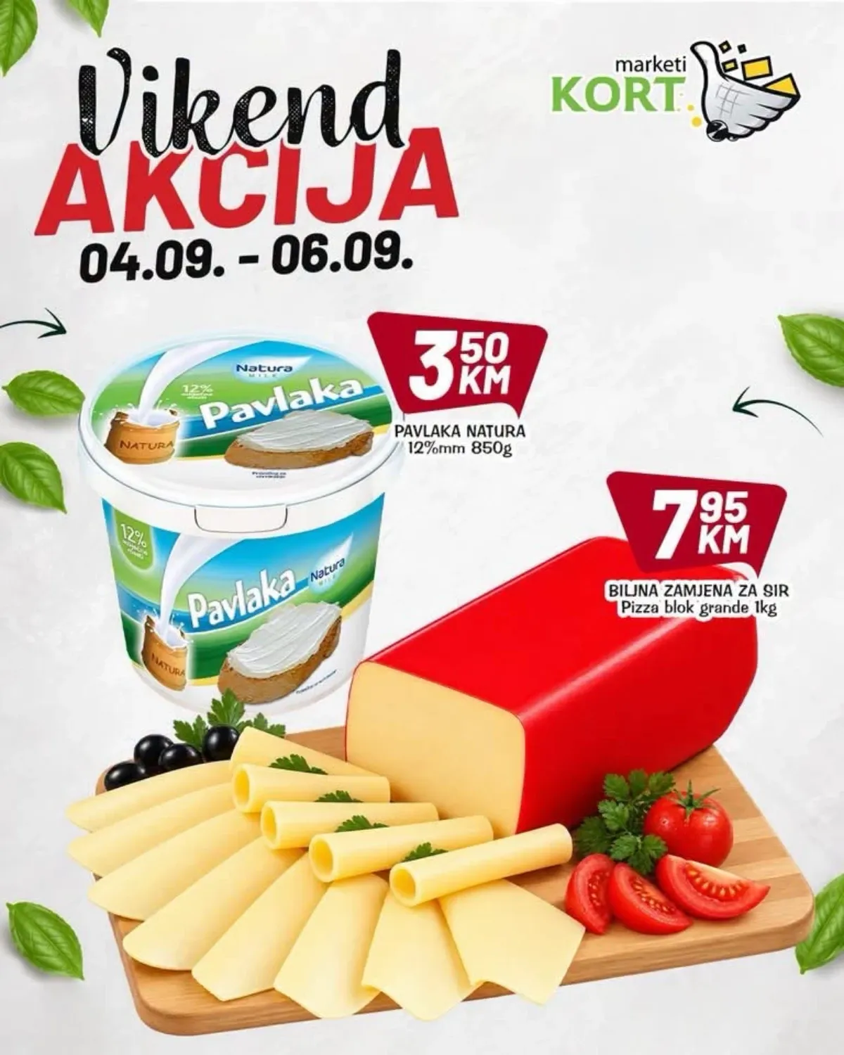 KORT vikend akcija do 06.09.2026. – pavlaka Natura i biljna zamjena za sir Pizza blok