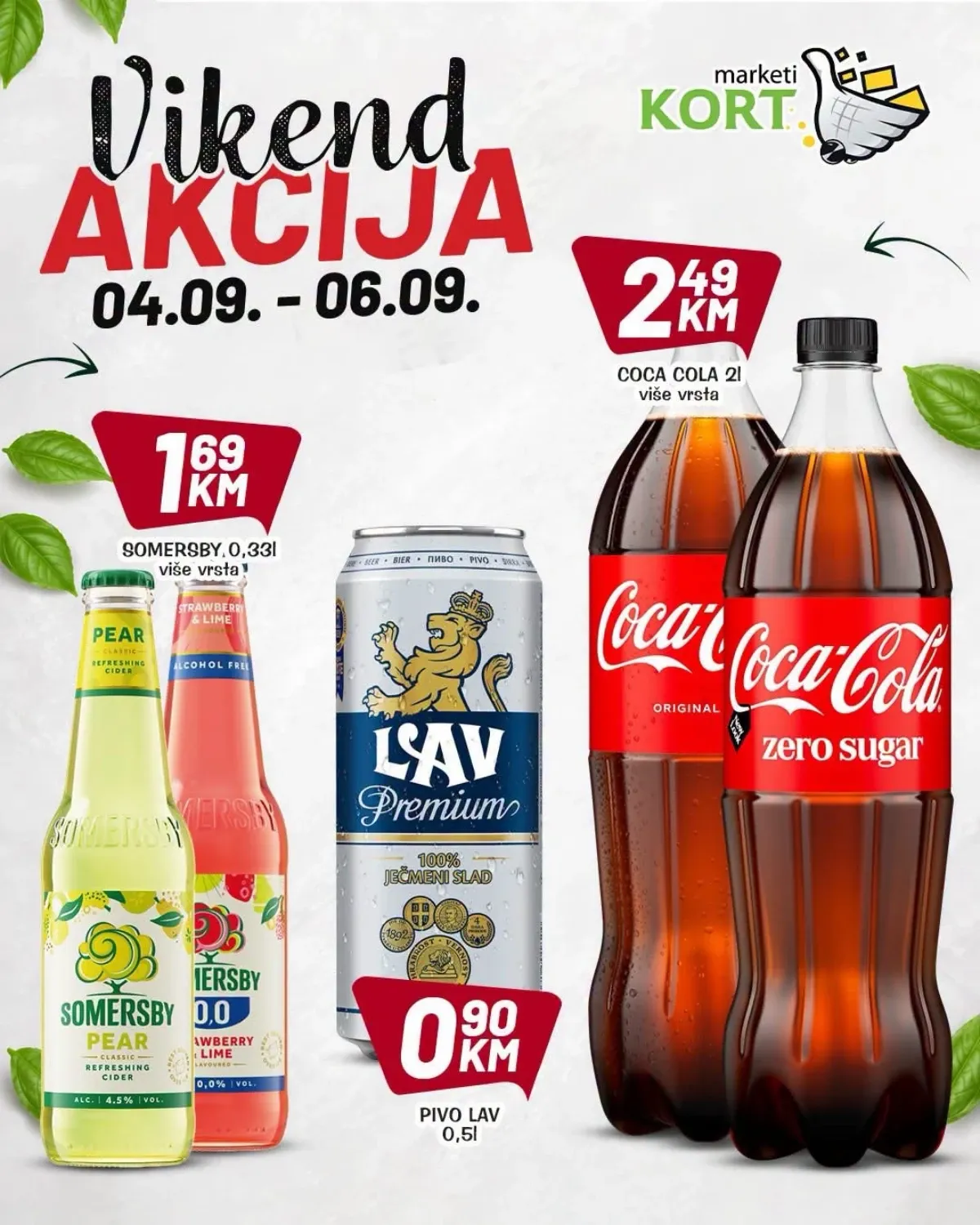 KORT vikend akcija do 06.09.2026. – Coca-Cola, Lav pivo i Somersby po akcijskim cijenama