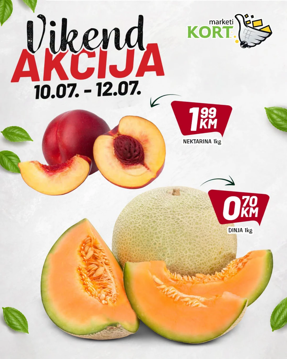 Kort Market vikend akcija od 10. do 12.07.2026. – dinja i nektarine po povoljnim cijenama