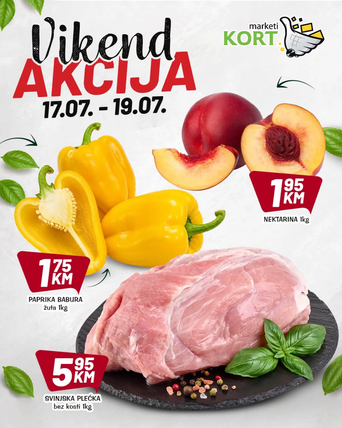 Kort Marketi vikend akcija – svinjska plećka, paprika babura i nektarine po akcijskim cijenama