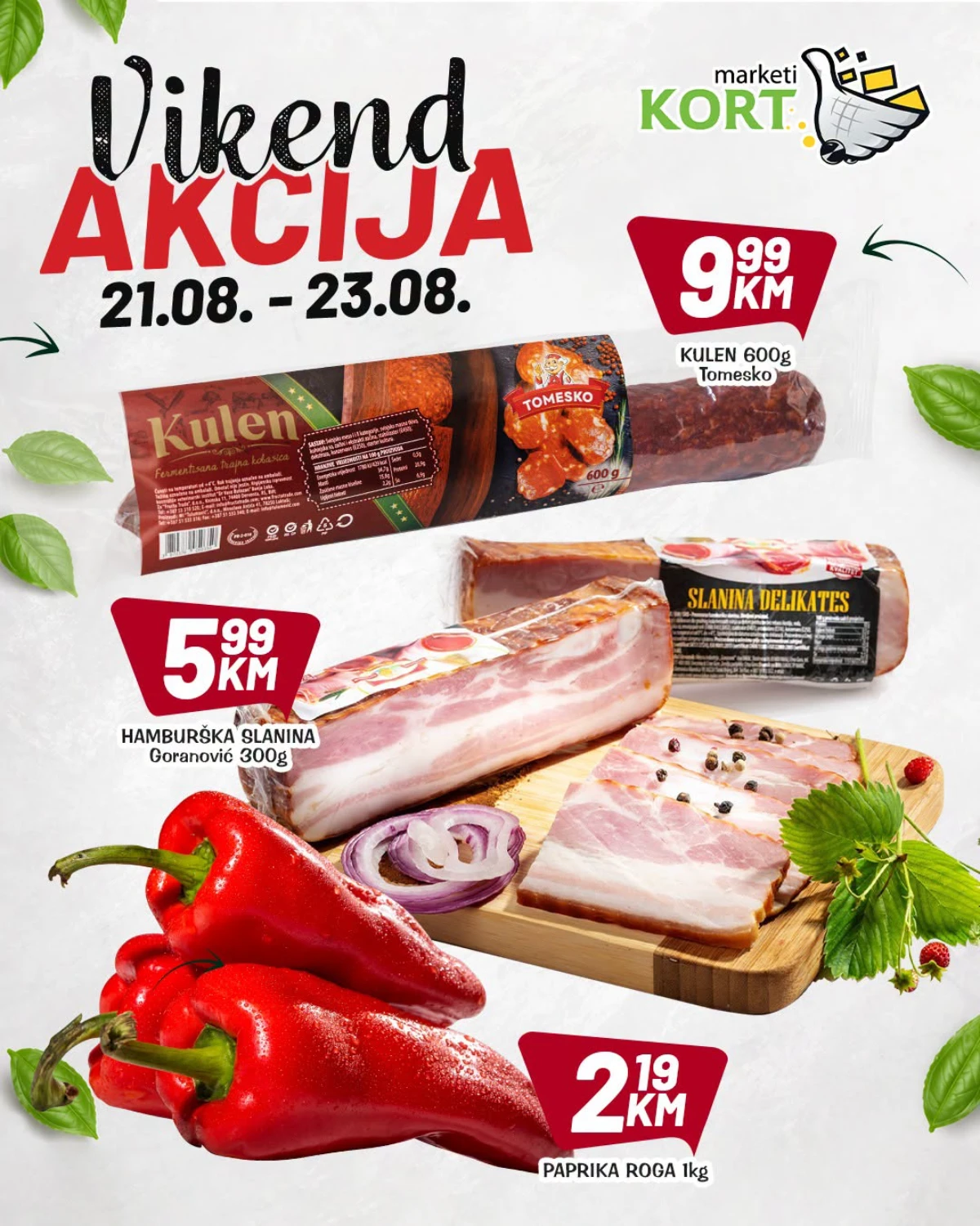 KORT vikend akcija do 23.08.2026. – Tomesko kulen, hamburška slanina i paprika roga