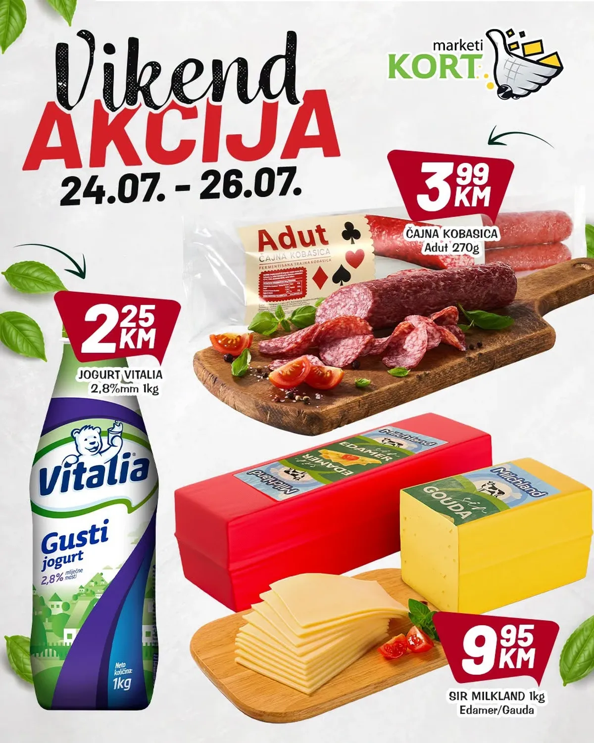 Kort Market vikend akcija – Vitalia jogurt, Adut čajna kobasica i Milkland sir po akcijskim cijenama