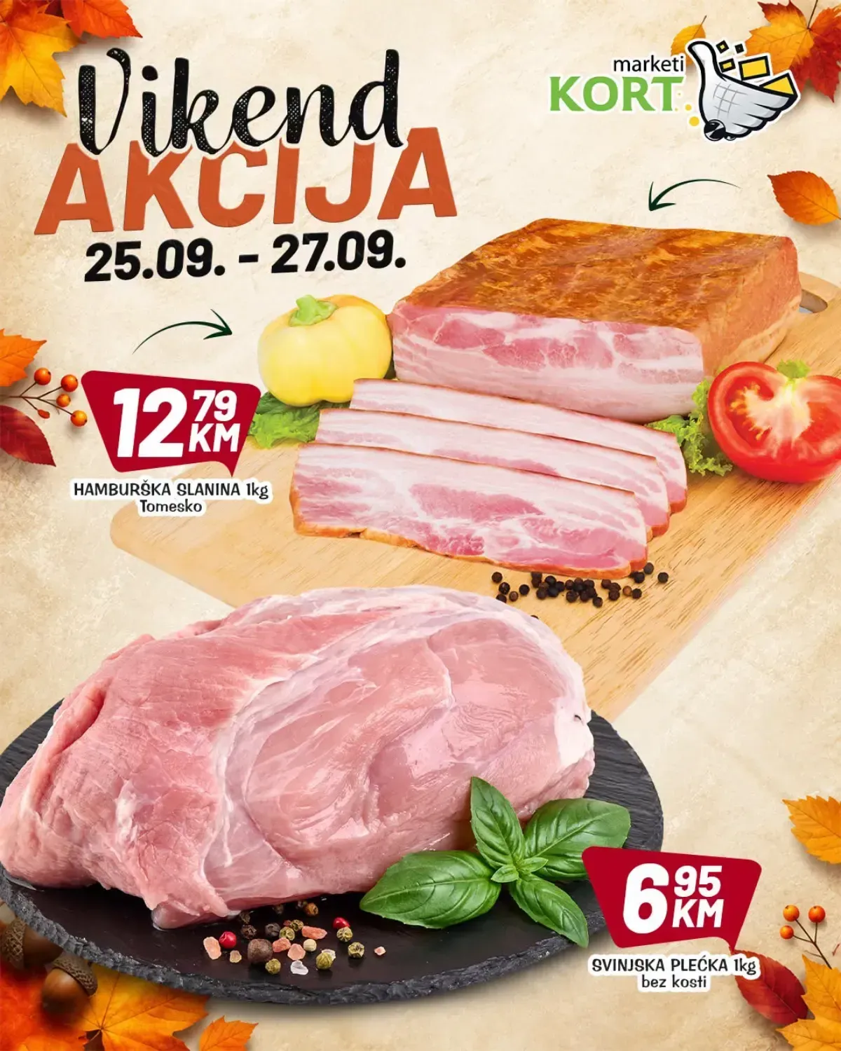 KORT vikend akcija od 25.09. do 27.09.2026. – hamburška slanina i svinjska plećka po akcijskim cijenama