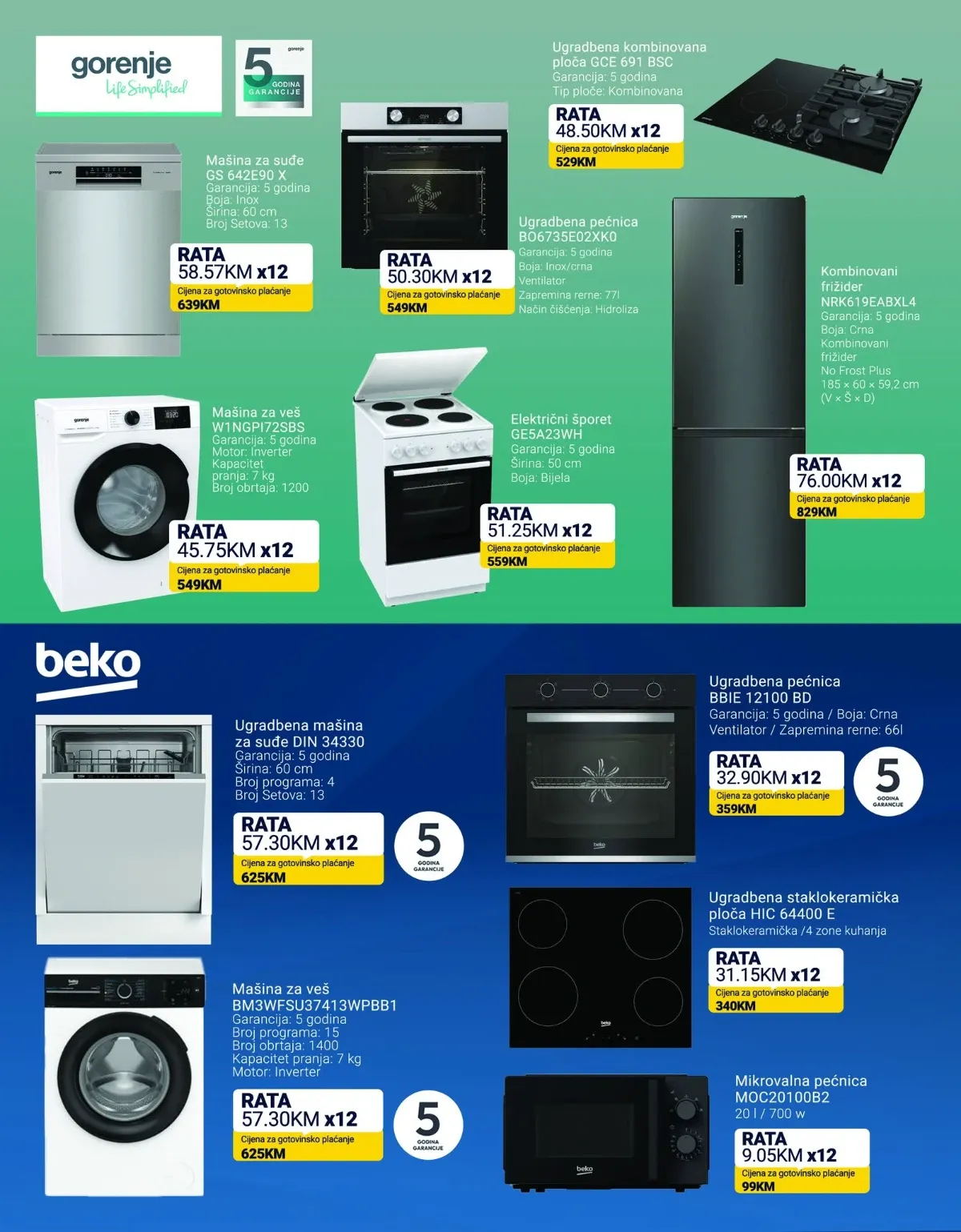 KupiTehniku septembarski katalog 2026, stranica 4 – Gorenje i Beko mašine, frižideri, šporeti, pećnice i mikrovalne