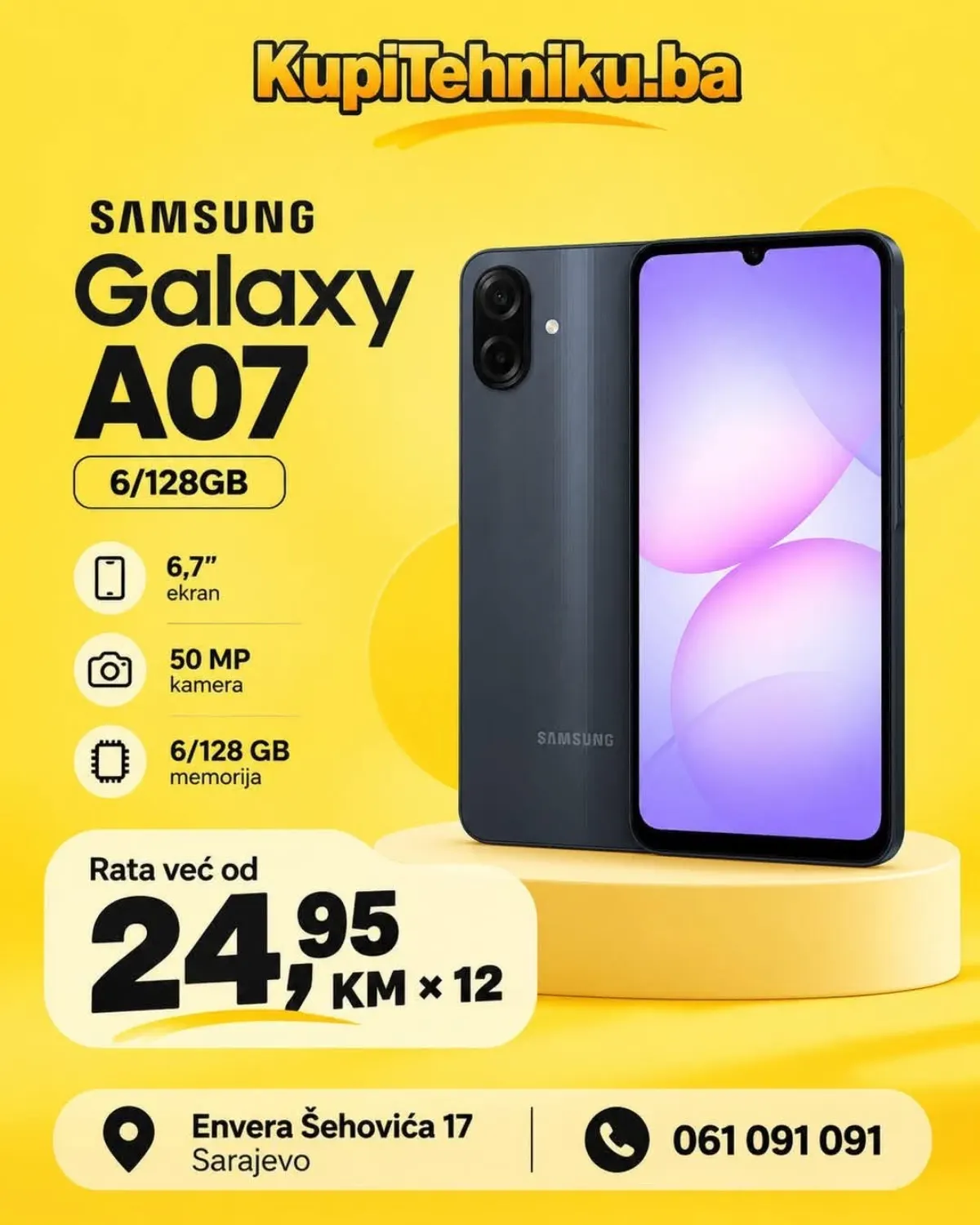 Samsung Galaxy A07 6/128 GB u KupiTehniku ponudi na 12 rata