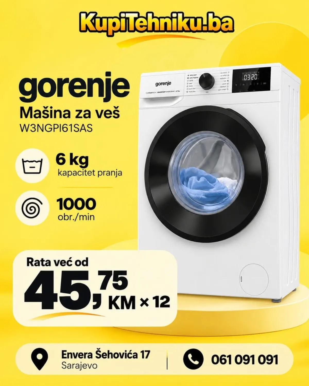 Gorenje veš mašina W3NGPI61SAS u KupiTehniku ponudi na 12 rata