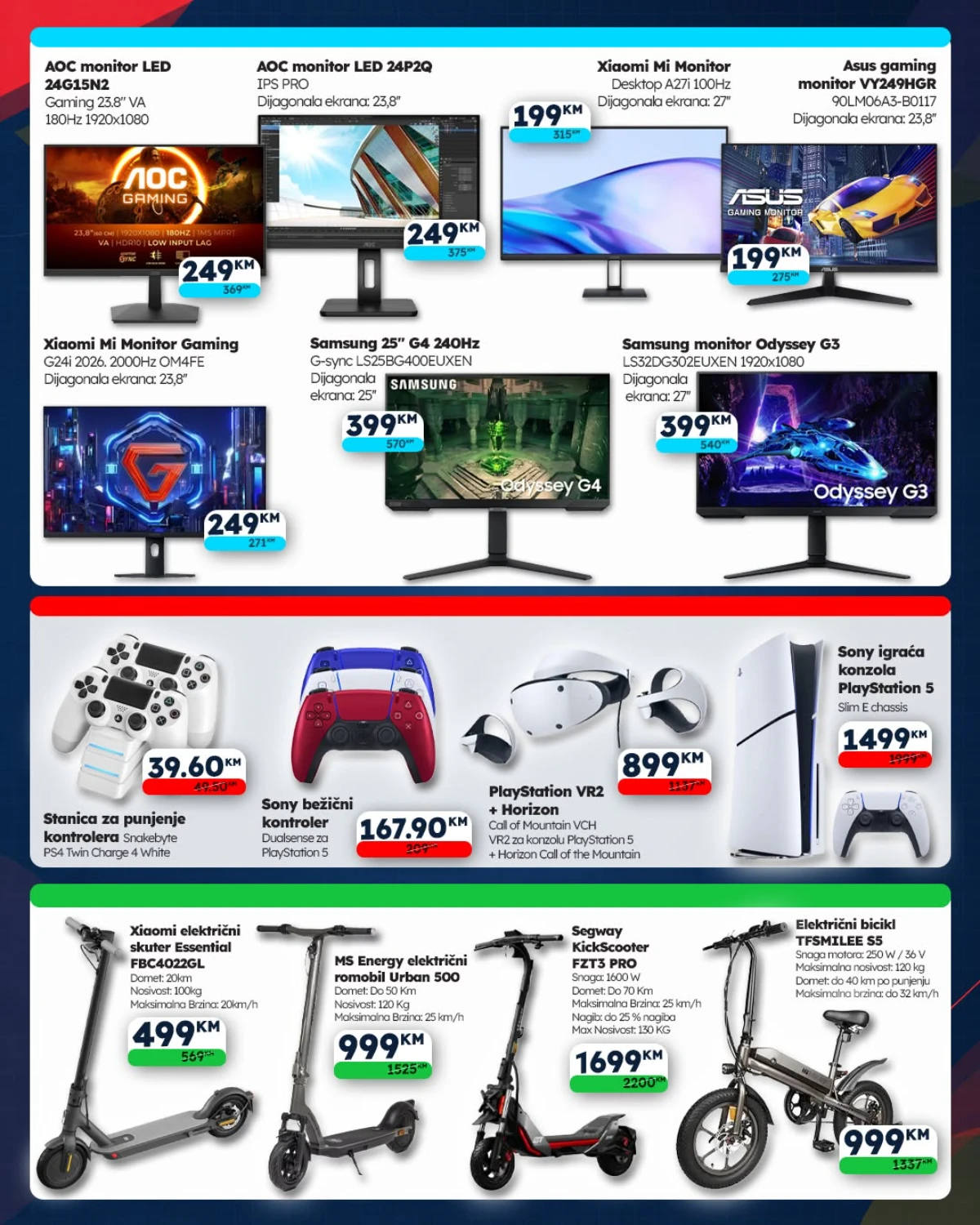 KupiTehniku.ba Back to School akcija – gaming monitori, PlayStation 5, VR2, električni romobili i električni bicikl po sniženim cijenama