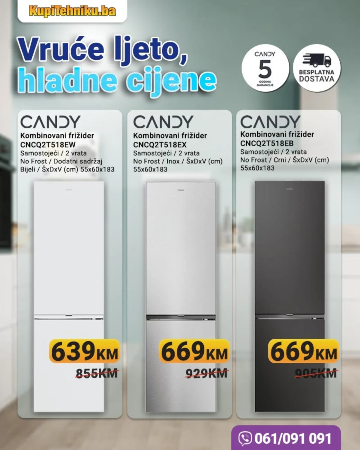 Candy kombinovani frižideri u KupiTehniku akciji već od 639 KM