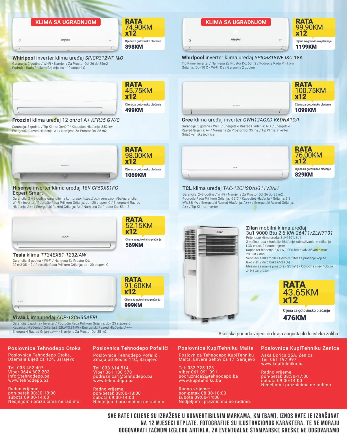 Tehnodepo katalog stranica 8 – klima uređaji Whirlpool, Hisense, Gree, Tesla i Vivax
