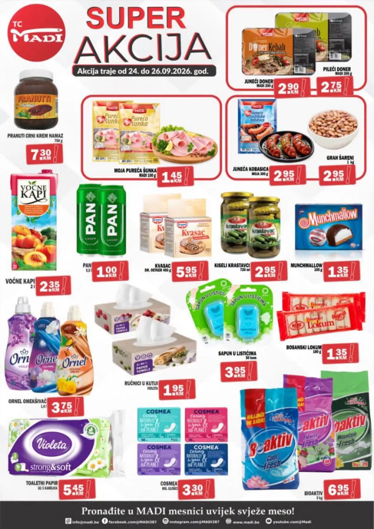 MADI super akcija od 24. do 26.09.2026. – ponuda prehrambenih proizvoda i proizvoda za domaćinstvo