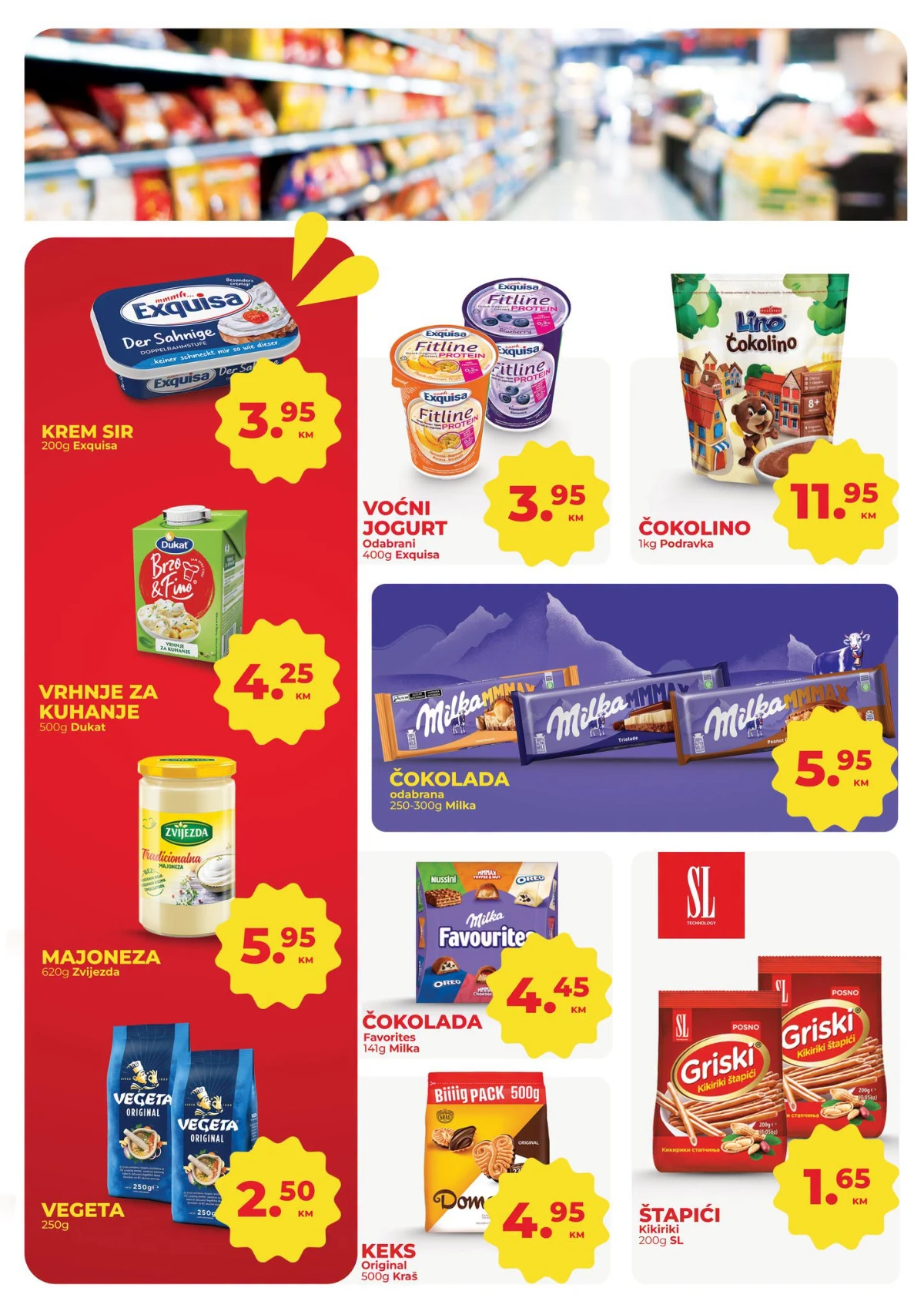 Namex blagdanska akcija do 15.08.2026. – krem sir Exquisa, Dukat vrhnje, Zvijezda majoneza, Vegeta, Milka čokolade i Čokolino